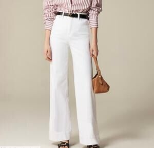 J Crew High Rise Wide Leg Denim Trouser Jean Women's 29 White Euro Summer